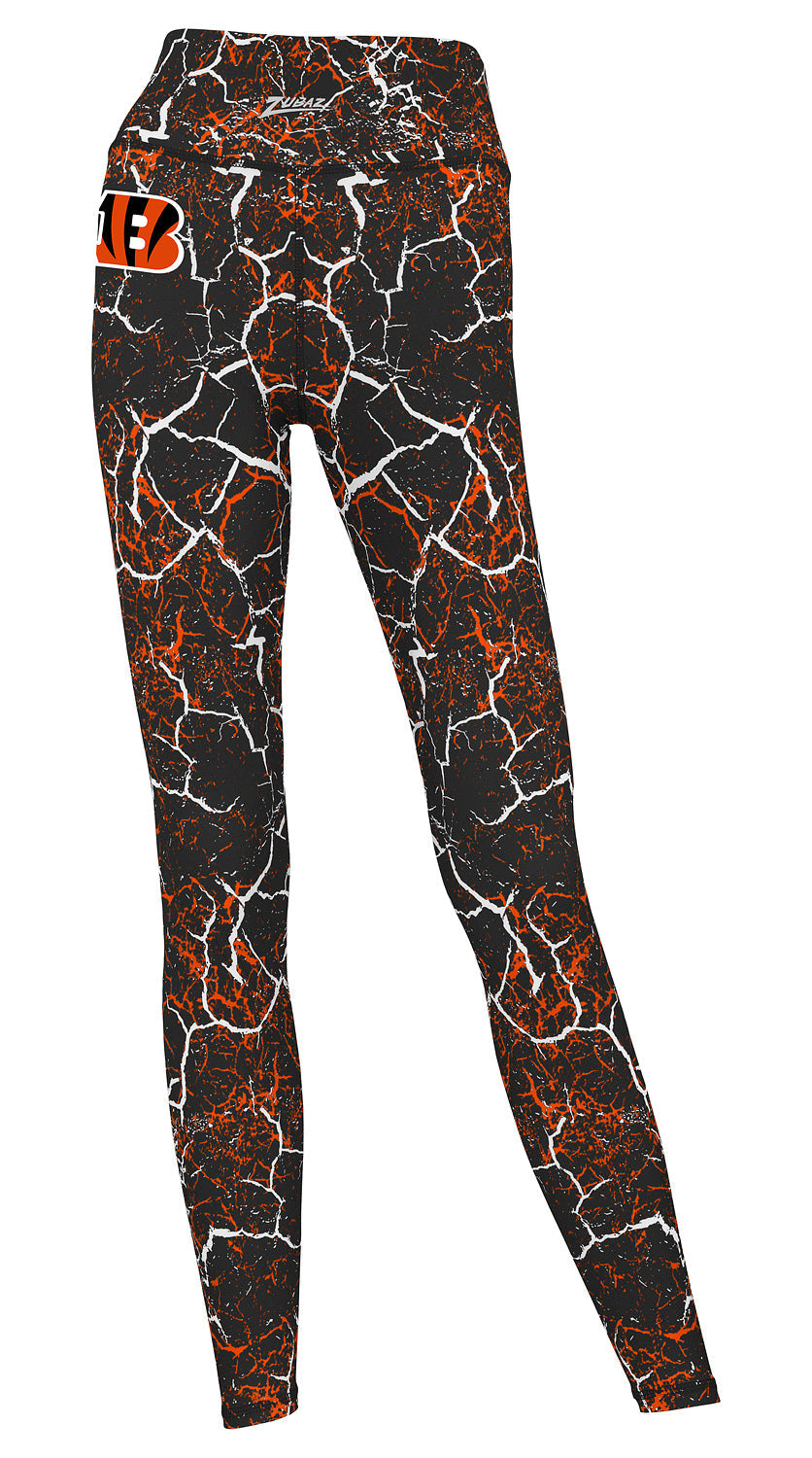 Zubaz NFL Women's 2 Pack Zebra 2 Color And Marble Leggings with Pimary Logo, Cincinnati Bengals