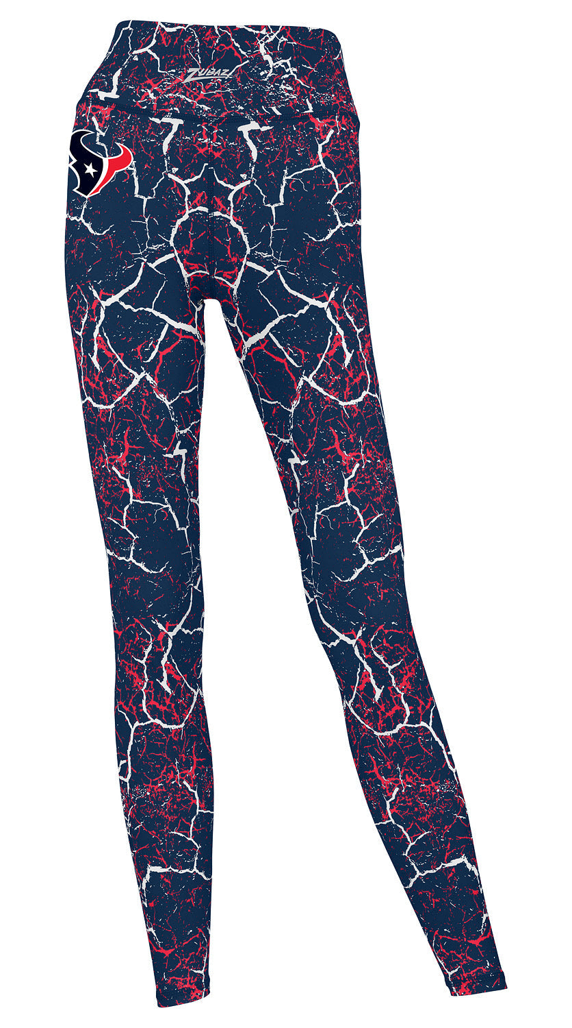 Zubaz NFL Women's 2 Pack Zebra 2 Color And Marble Leggings with Pimary Logo, Houston Texans