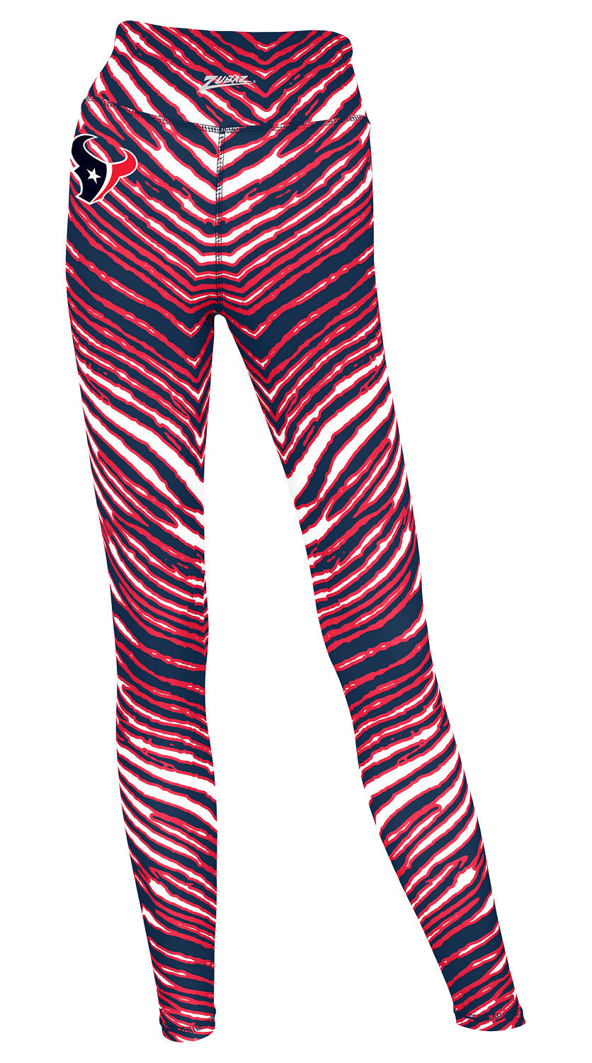 Zubaz NFL Women's 2 Pack Zebra 2 Color And Marble Leggings with Pimary Logo, Houston Texans