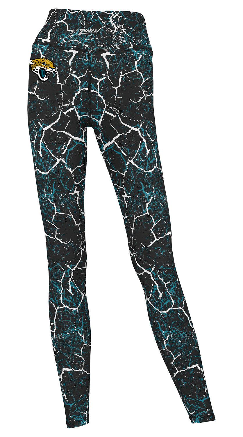Zubaz NFL Women's 2 Pack Zebra 2 Color And Marble Leggings with Pimary Logo, Jacksonville Jaguars