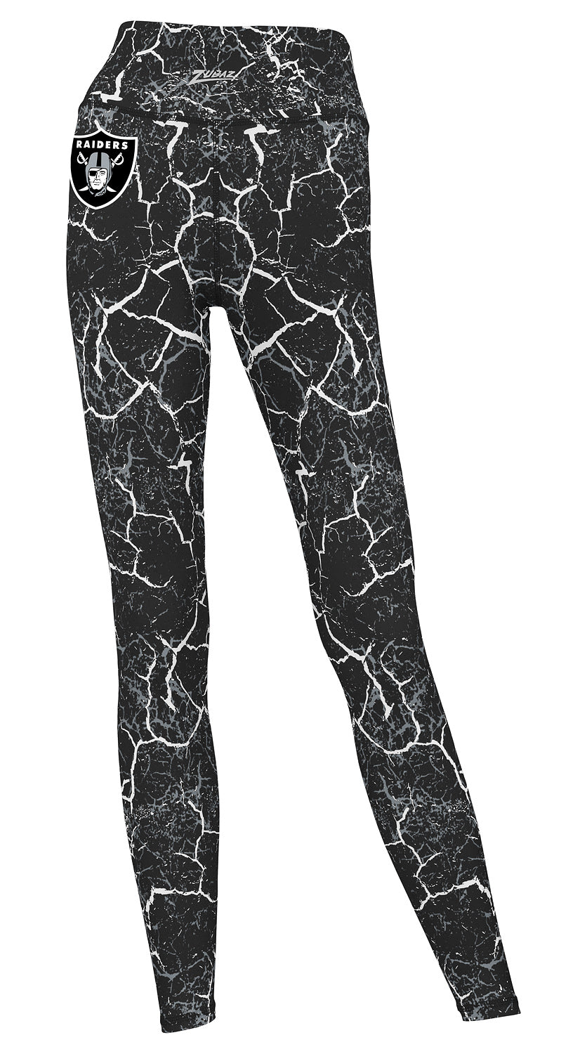 Zubaz NFL Women's 2 Pack Zebra 2 Color And Marble Leggings with Pimary Logo, Las Vegas Raiders