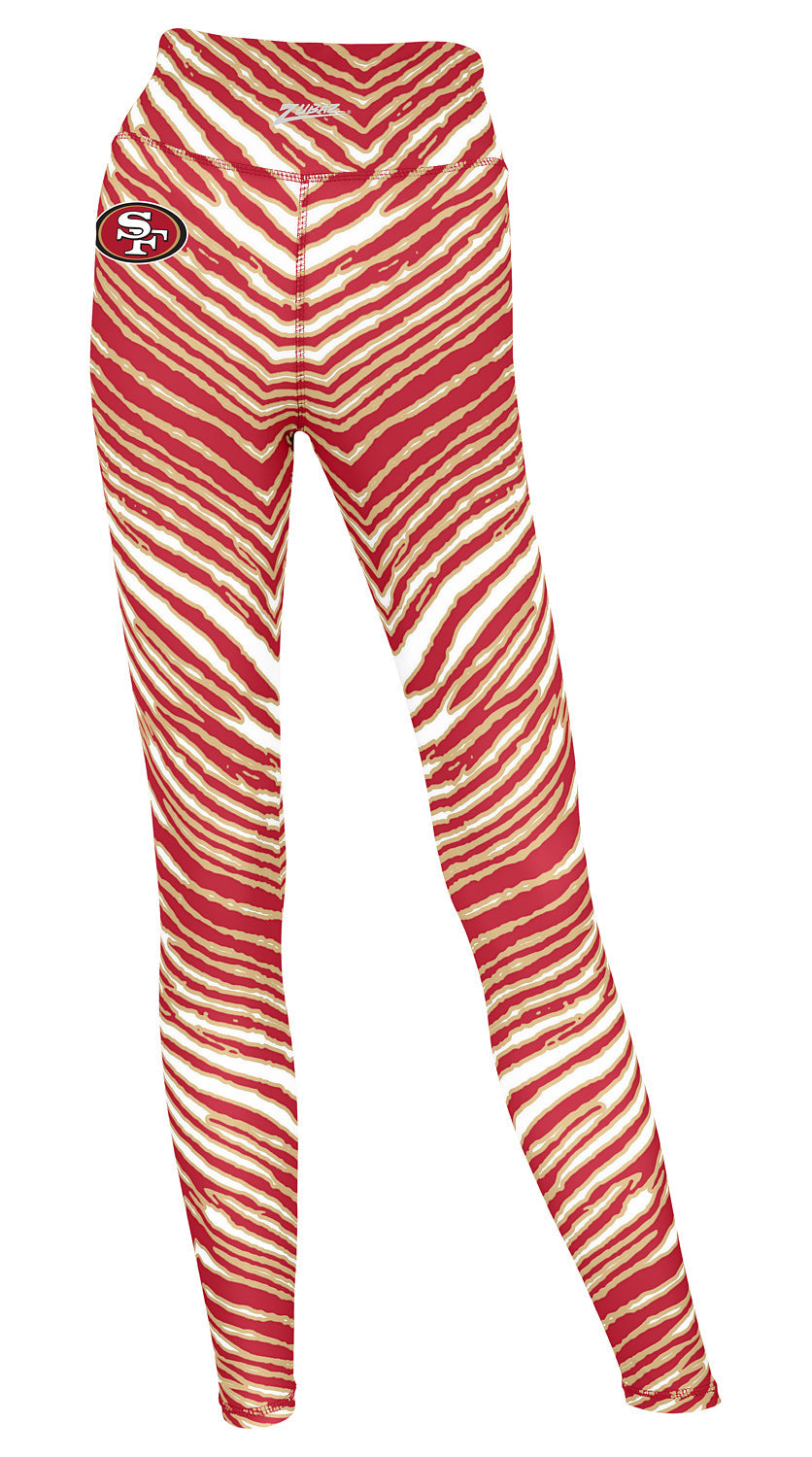 Zubaz NFL Women's 2 Pack Zebra 2 Color And Marble Leggings with Pimary Logo, San Francisco 49ers