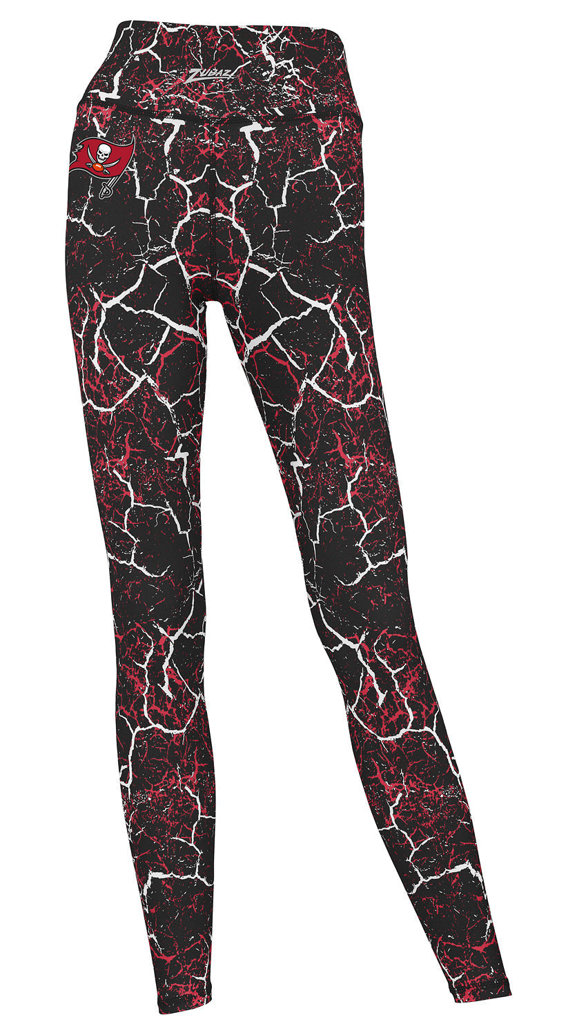 Zubaz NFL Women's 2 Pack Zebra 2 Color And Marble Leggings with Pimary Logo, Tampa Bay Buccaneers