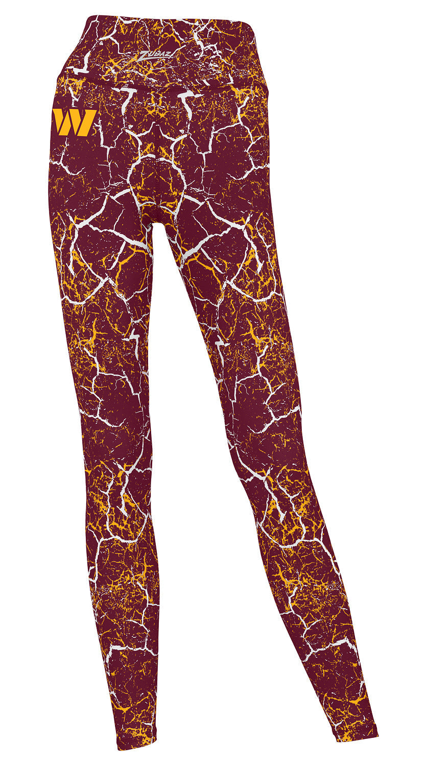 Zubaz NFL Women's 2 Pack Zebra 2 Color And Marble Leggings with Pimary Logo, Washington Commanders