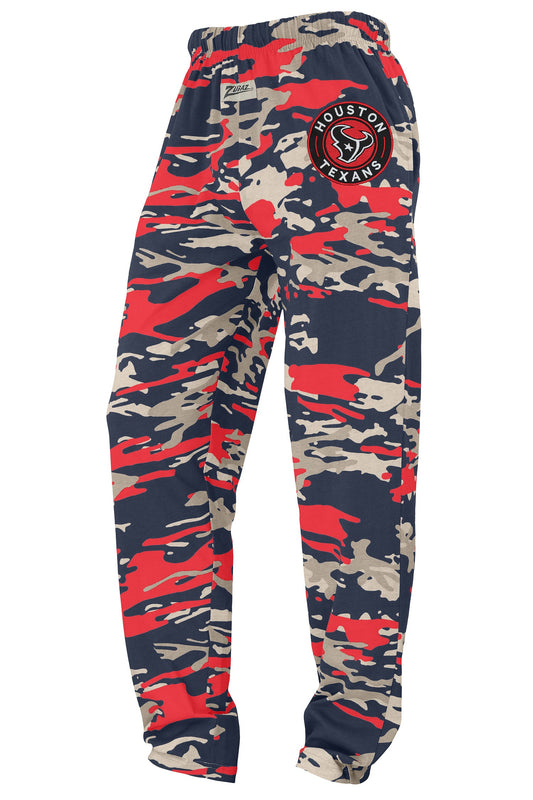Zubaz NFL Adult Unisex Z88 Embroidered Alt Camo Pants, Houston Texans