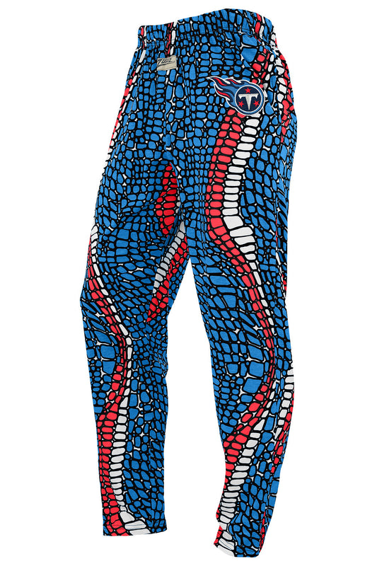 Zubaz NFL Adult Unisex Z88 Embroidered Gator 3 Color Pants, Tennessee Titans