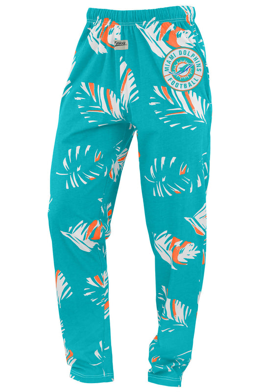 Zubaz NFL Adult Unisex Z88 Embroidered Leaf 3 Color Pants, Miami Dolphins