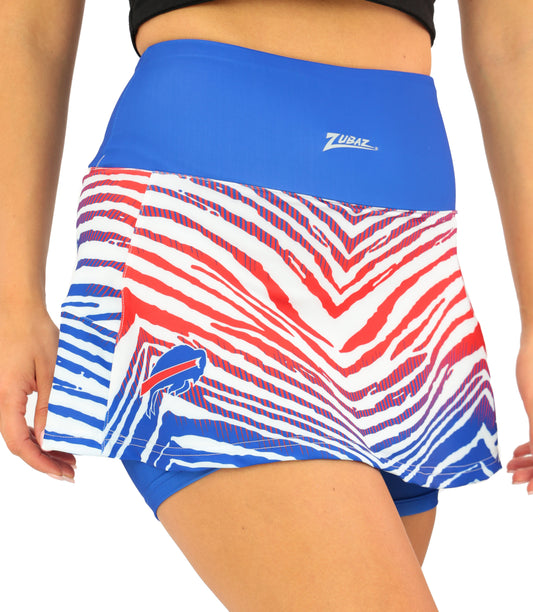 Zubaz NFL Women's Zebra Ombre Skort Team Primary Logo, Buffalo Bills