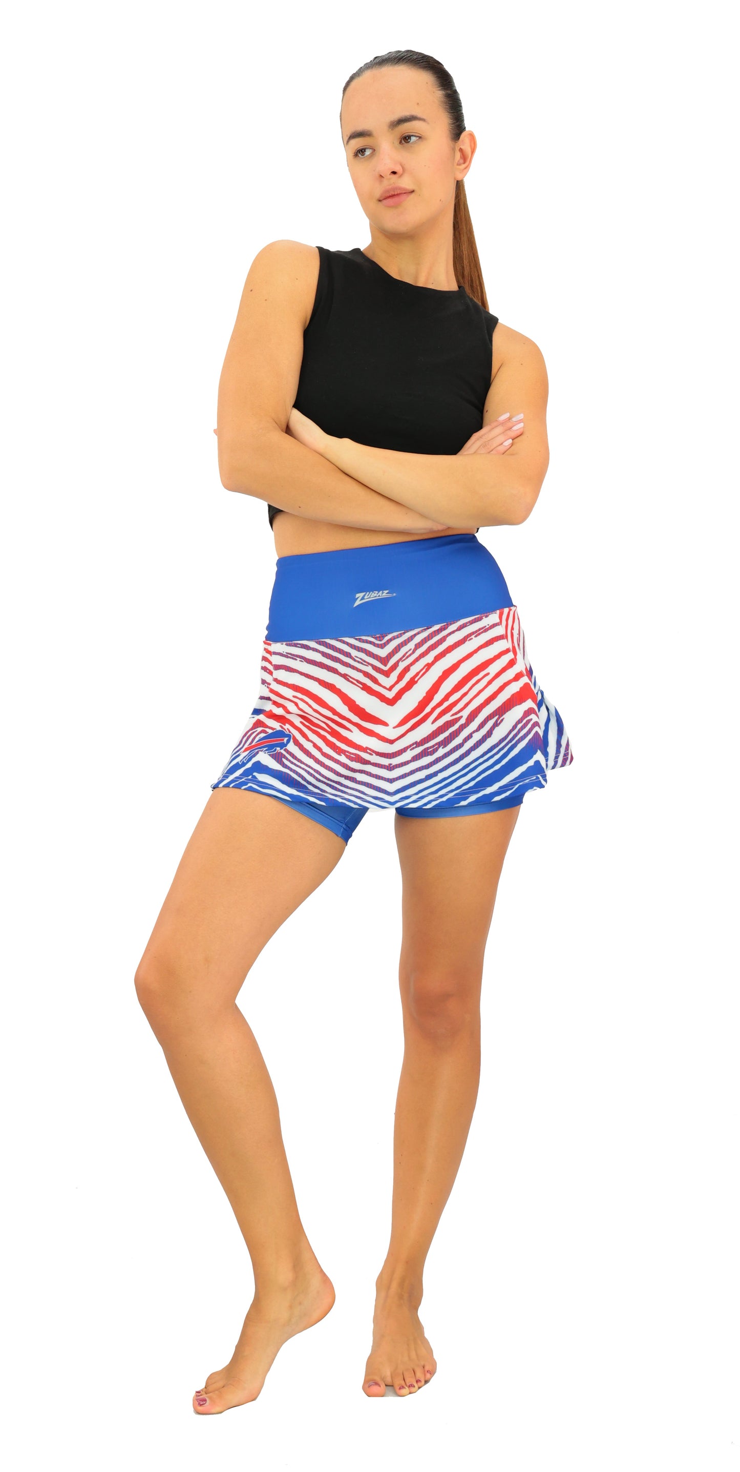 Zubaz NFL Women's Zebra Ombre Skort Team Primary Logo, Buffalo Bills