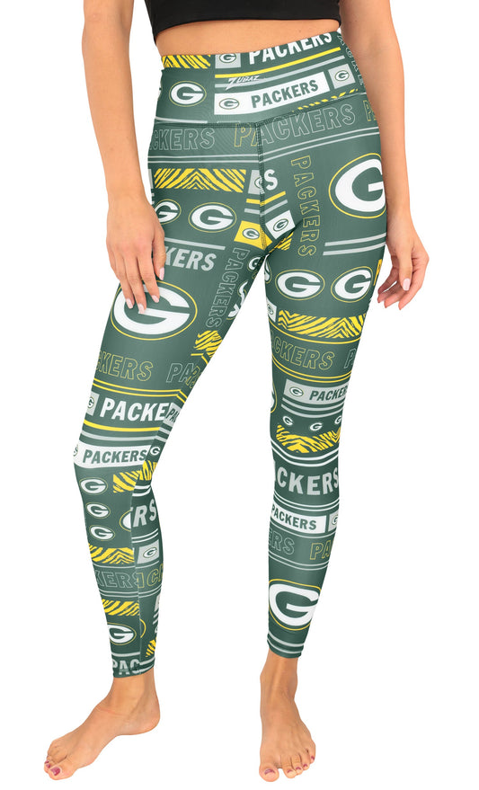 Zubaz NFL Women's Column Leggings, Green Bay Packers