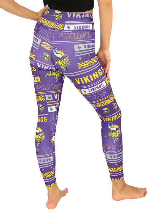 Zubaz NFL Women's Column Leggings, Minnesota Vikings