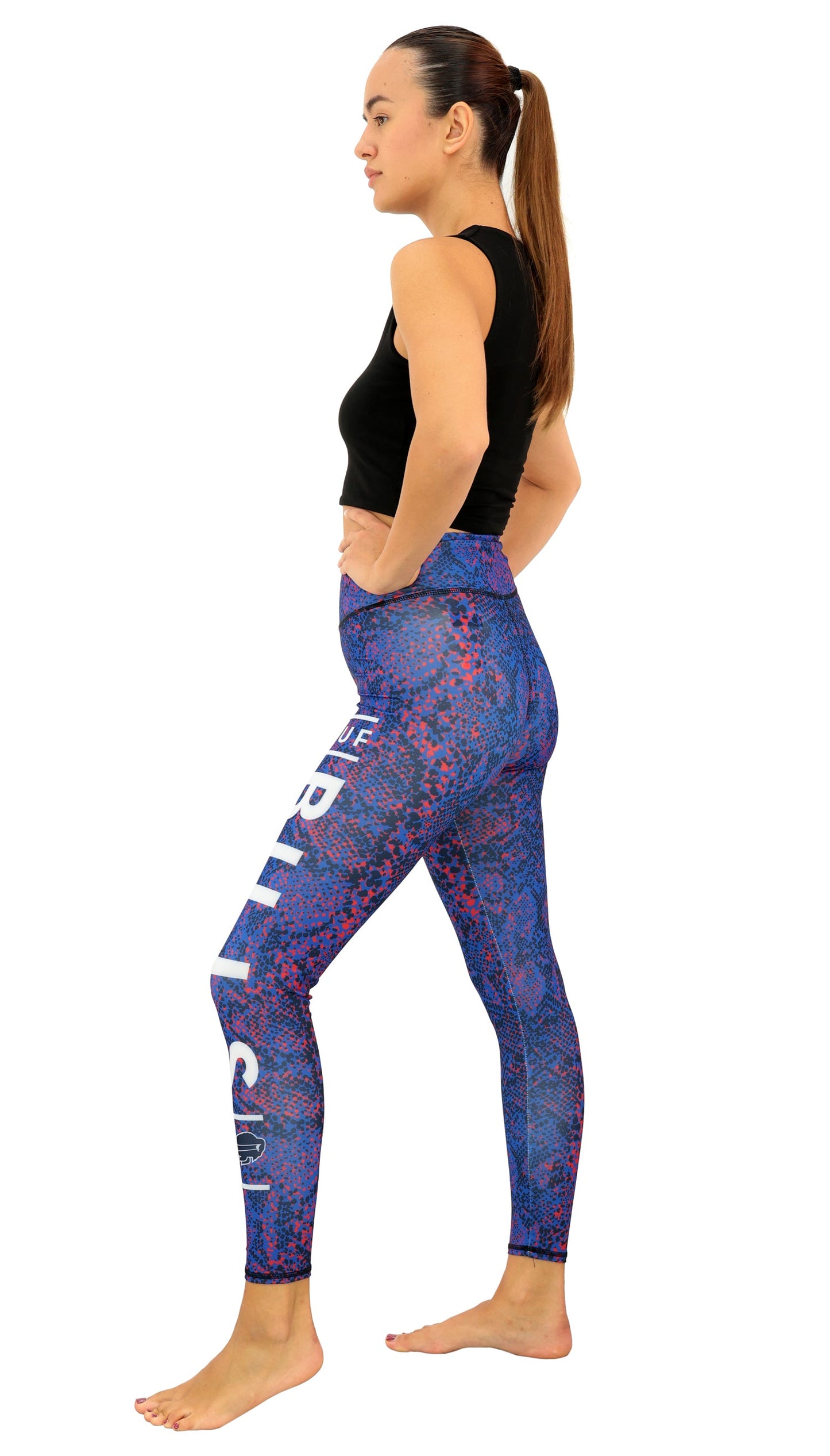 Zubaz NFL Women's Field Goal Primary Post Leggings, Buffalo Bills