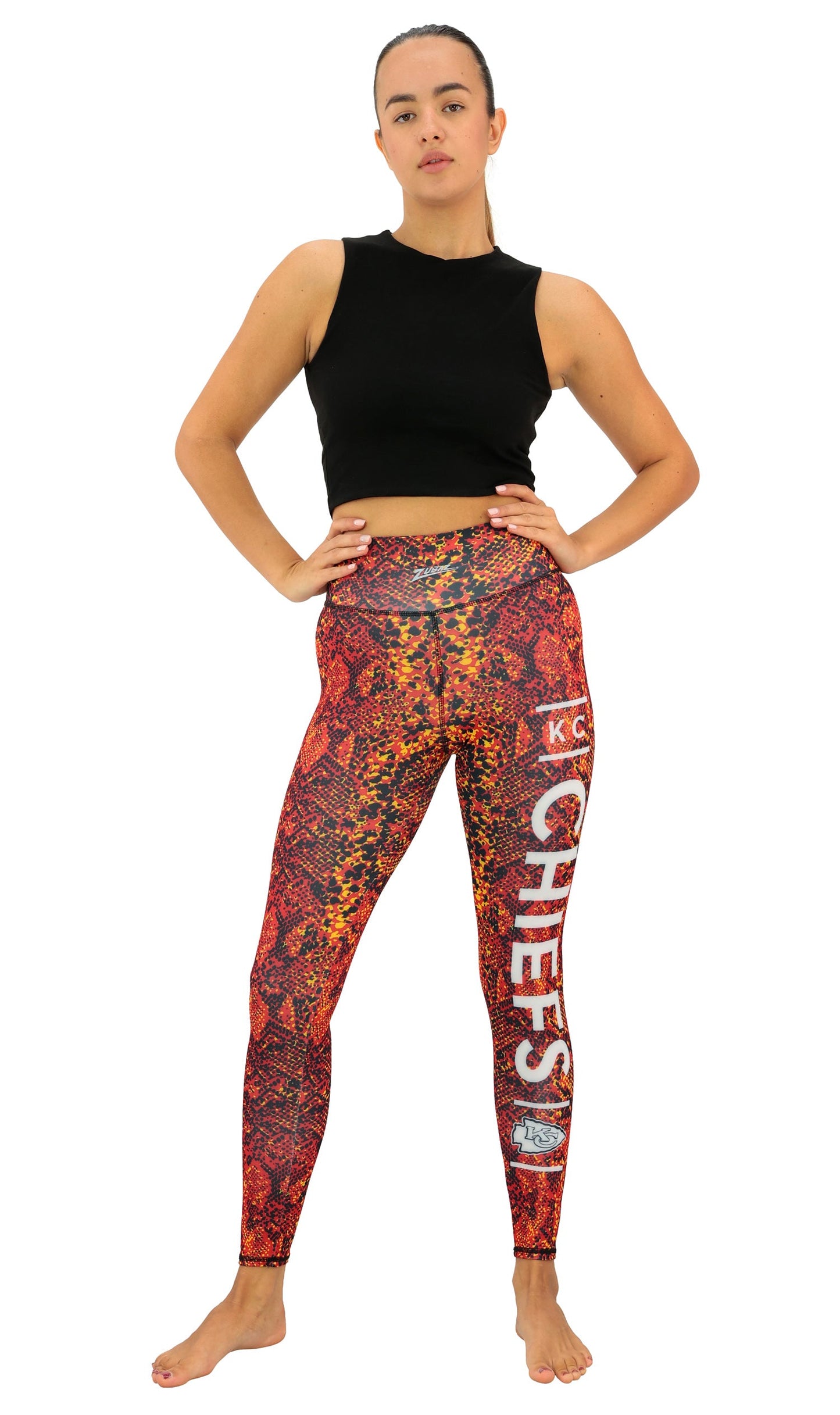 Zubaz NFL Women's Field Goal Primary Post Leggings, Kansas City Chiefs