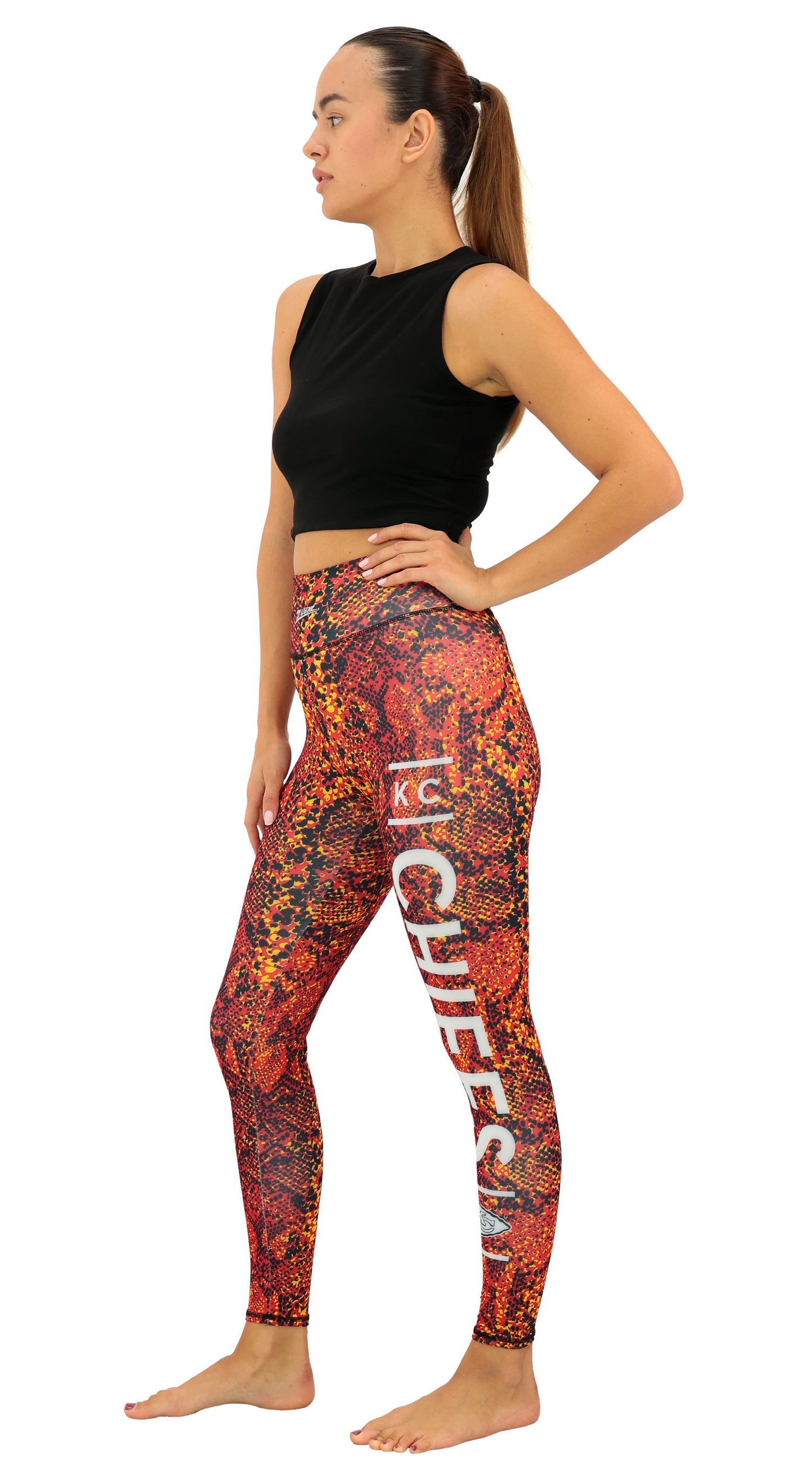 Zubaz NFL Women's Field Goal Primary Post Leggings, Kansas City Chiefs