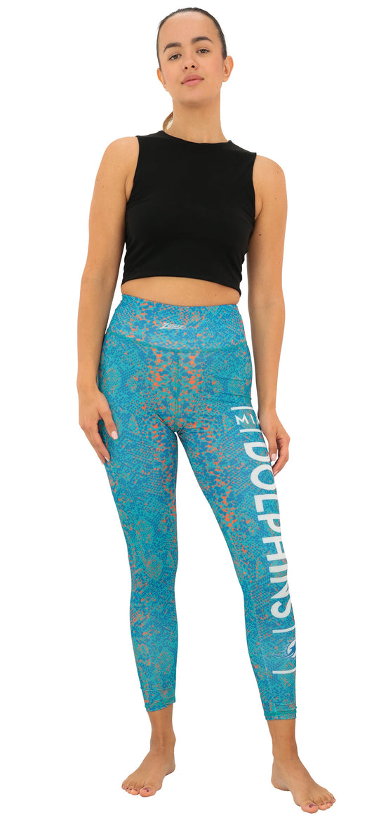 Zubaz NFL Women's Field Goal Primary Post Leggings, Miami Dolphins