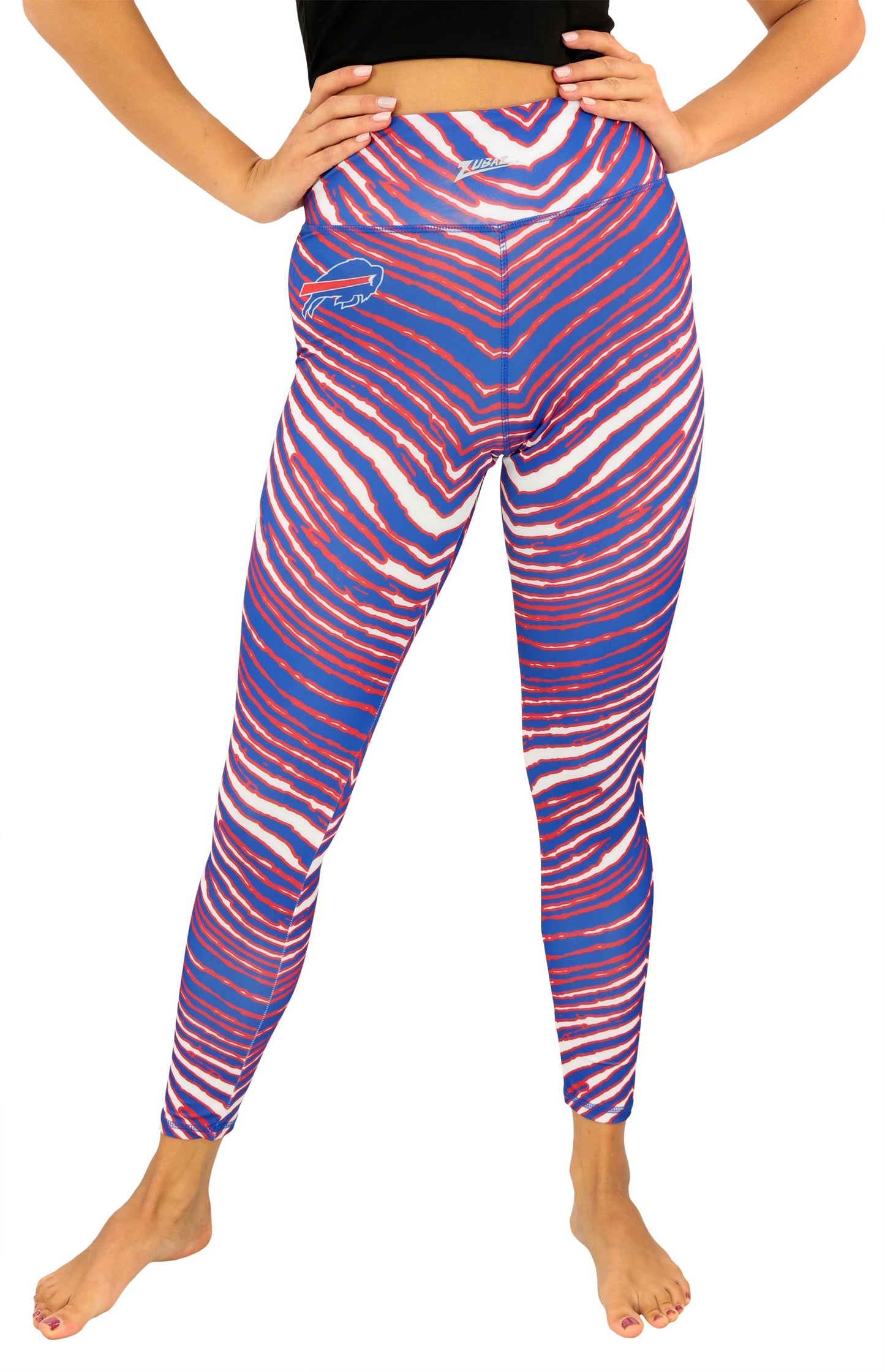 Zubaz NFL Women's Embroidered 3 Color Zebra Leggings, Buffalo Bills