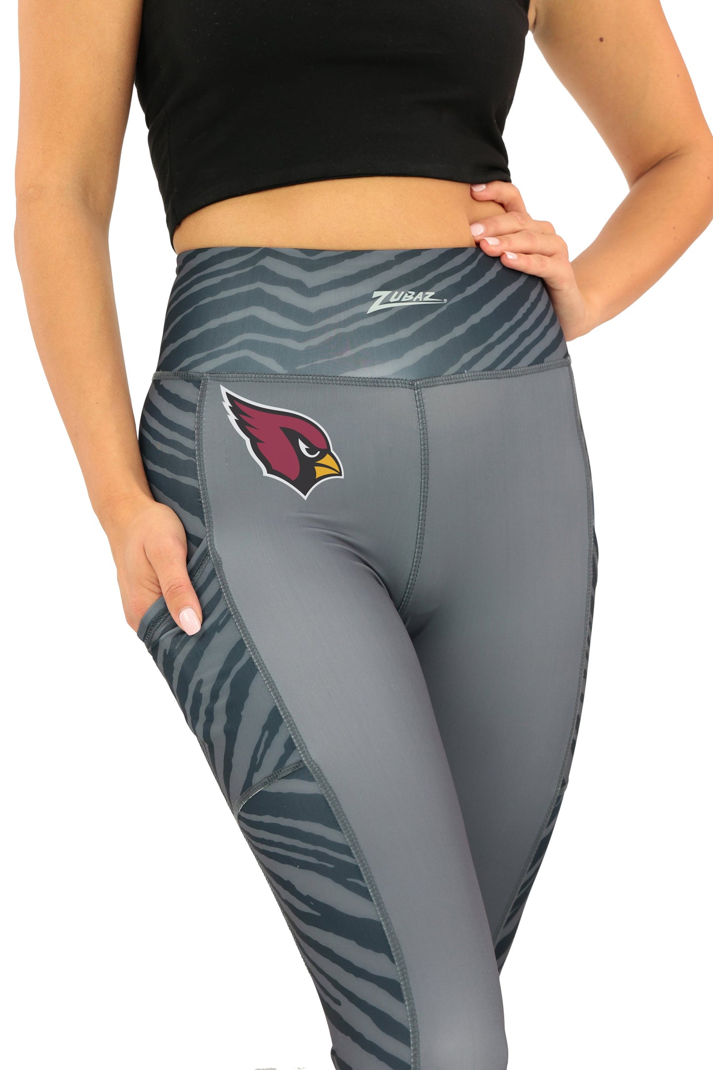 Zubaz NFL Women's Elevated Zebra Tonal Leggings, Arizona Cardinals
