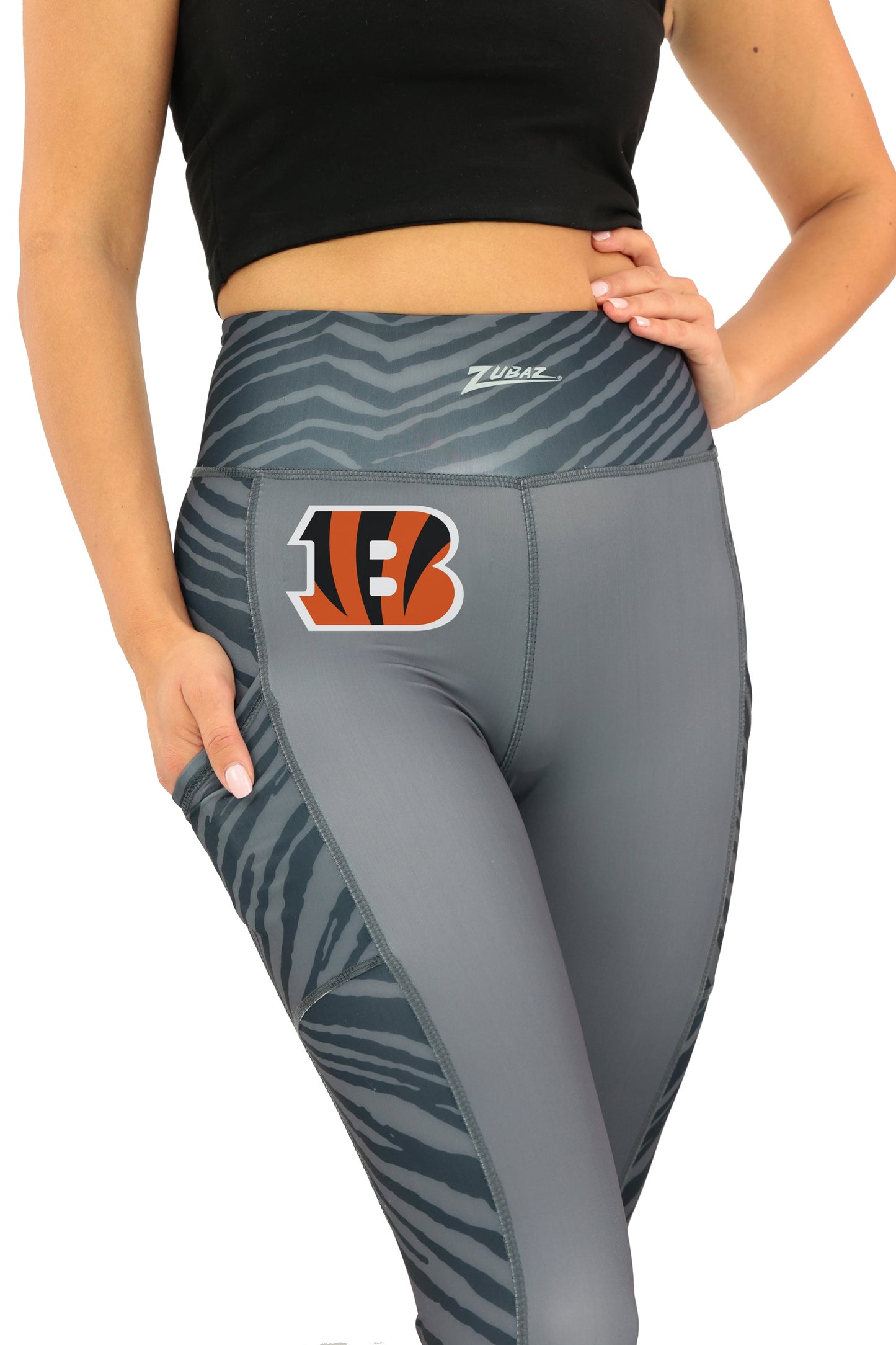 Zubaz NFL Women's Elevated Zebra Tonal Leggings, Cincinnati Bengals