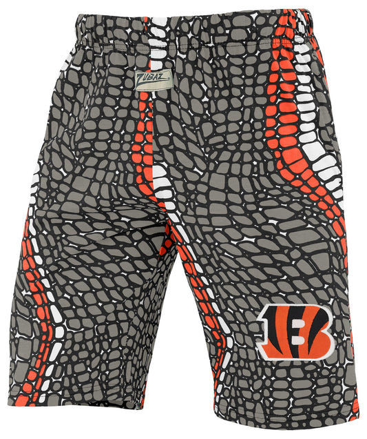 Zubaz NFL Adult Unisex Z88 Embroidered Gator 3 Color Shorts, Cincinnati Bengals