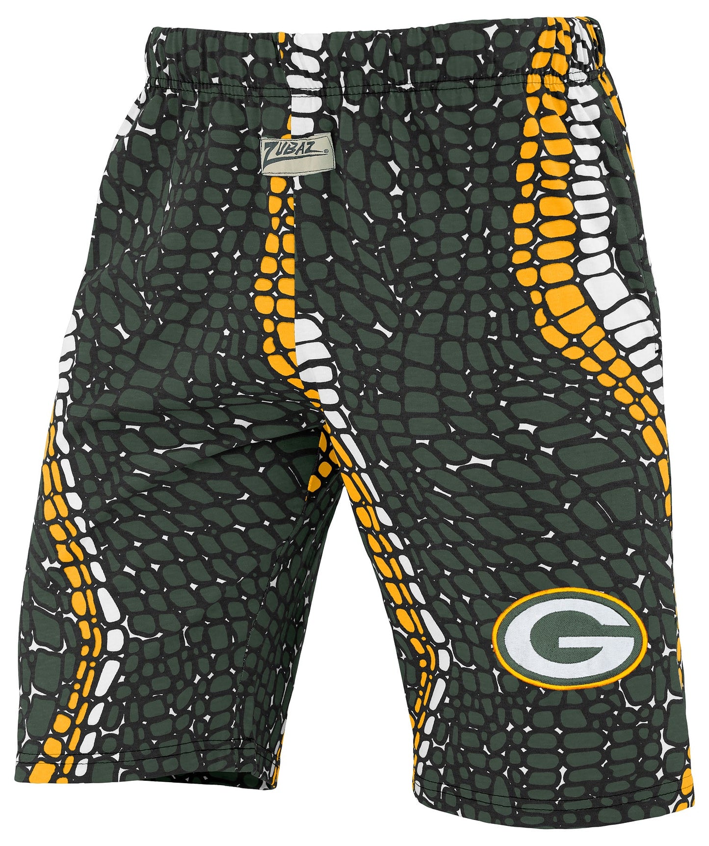 Zubaz NFL Adult Unisex Z88 Embroidered Gator 3 Color Shorts, Green Bay Packers