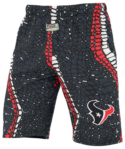 Zubaz NFL Adult Unisex Z88 Embroidered Gator 3 Color Shorts, Houston Texans