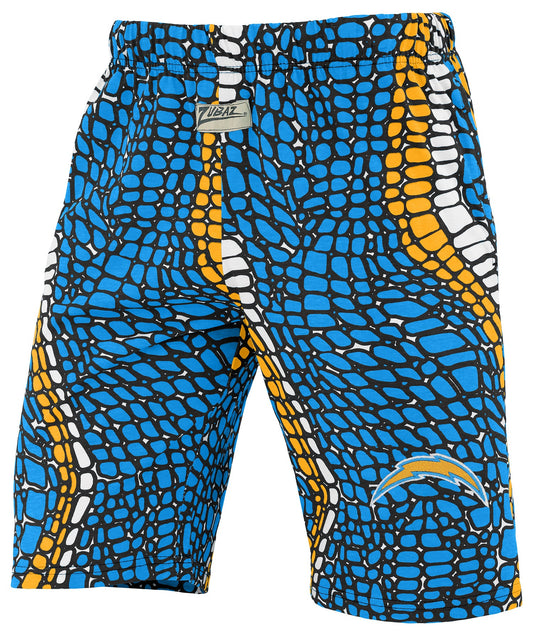 Zubaz NFL Adult Unisex Z88 Embroidered Gator 3 Color Shorts, Los Angeles Chargers