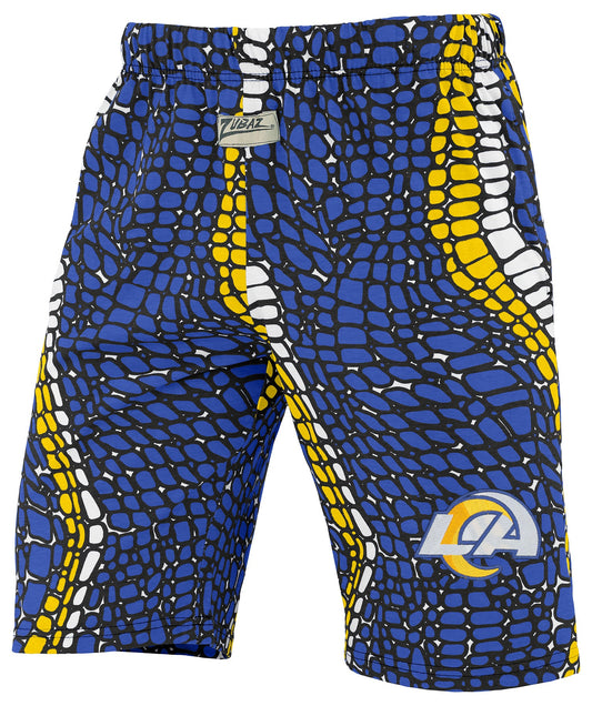Zubaz NFL Adult Unisex Z88 Embroidered Gator 3 Color Shorts, Los Angeles Rams