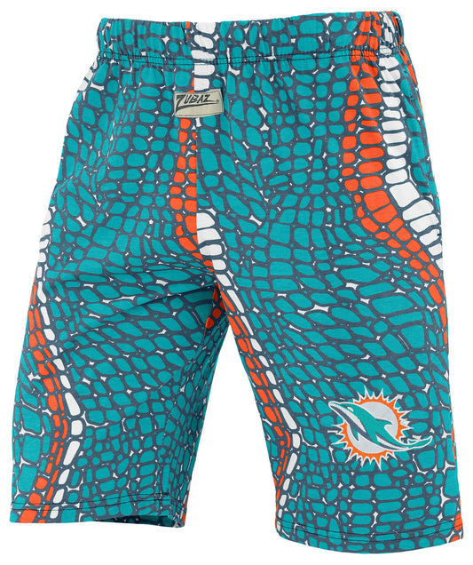 Zubaz NFL Adult Unisex Z88 Embroidered Gator 3 Color Shorts, Miami Dolphins