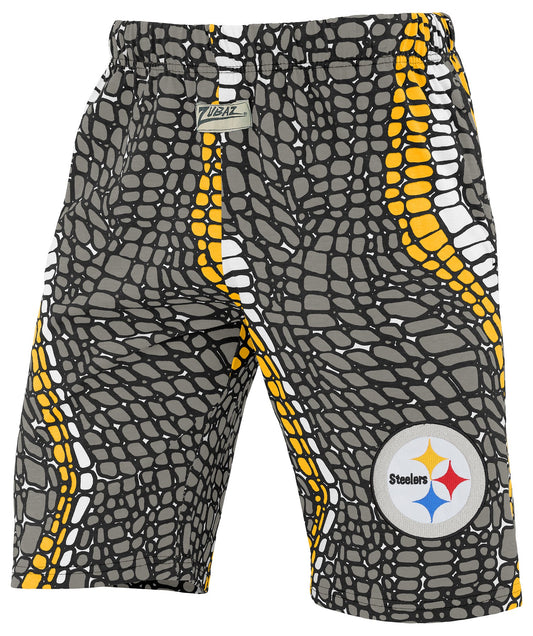 Zubaz NFL Adult Unisex Z88 Embroidered Gator 3 Color Shorts, Pittsburgh Steelers
