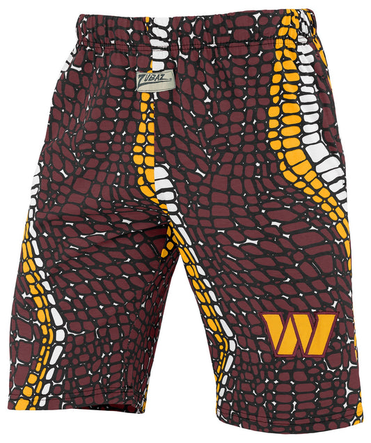 Zubaz NFL Adult Unisex Z88 Embroidered Gator 3 Color Shorts, Washington Commanders