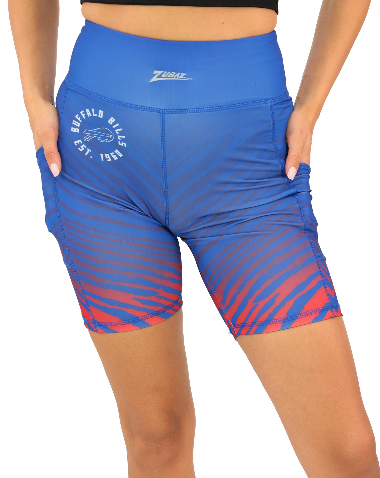 Zubaz NFL Women's Fade Biker Shorts, Buffalo Bills