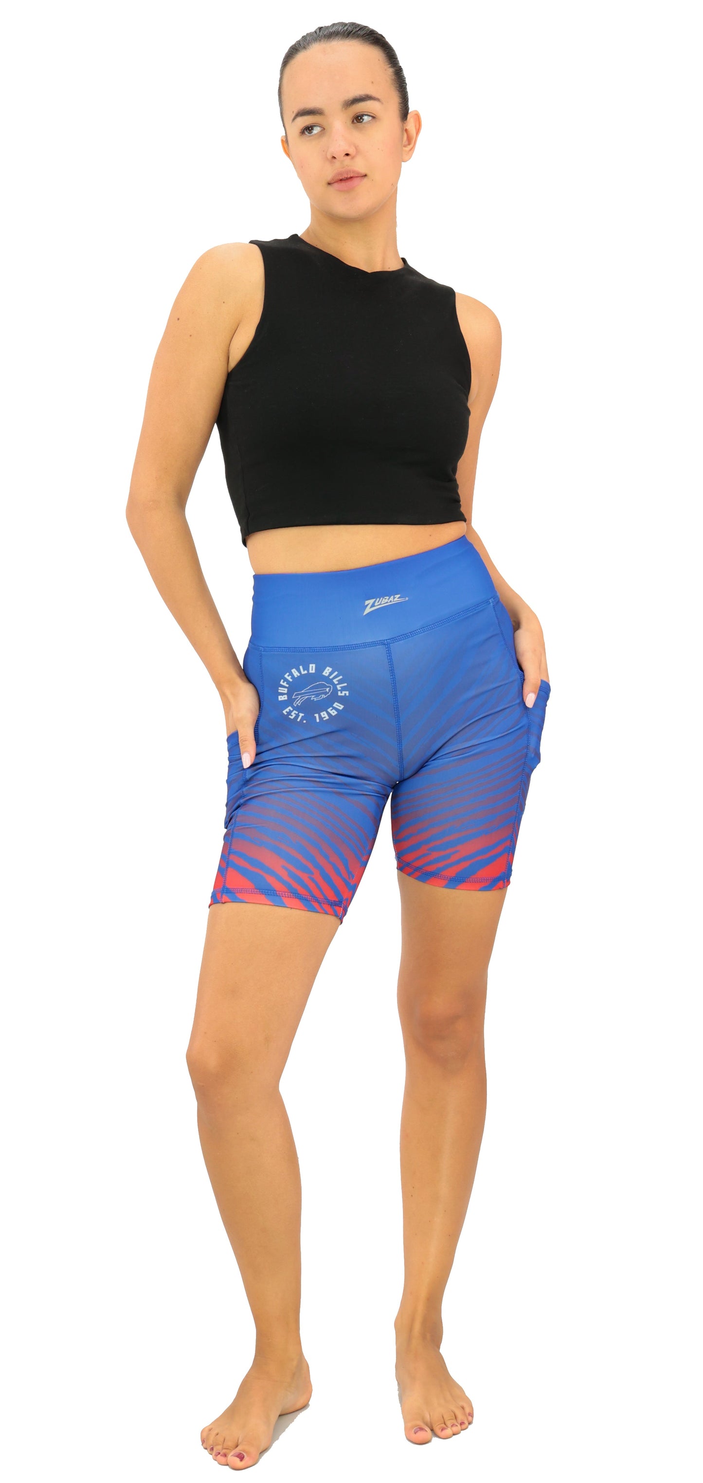Zubaz NFL Women's Fade Biker Shorts, Buffalo Bills