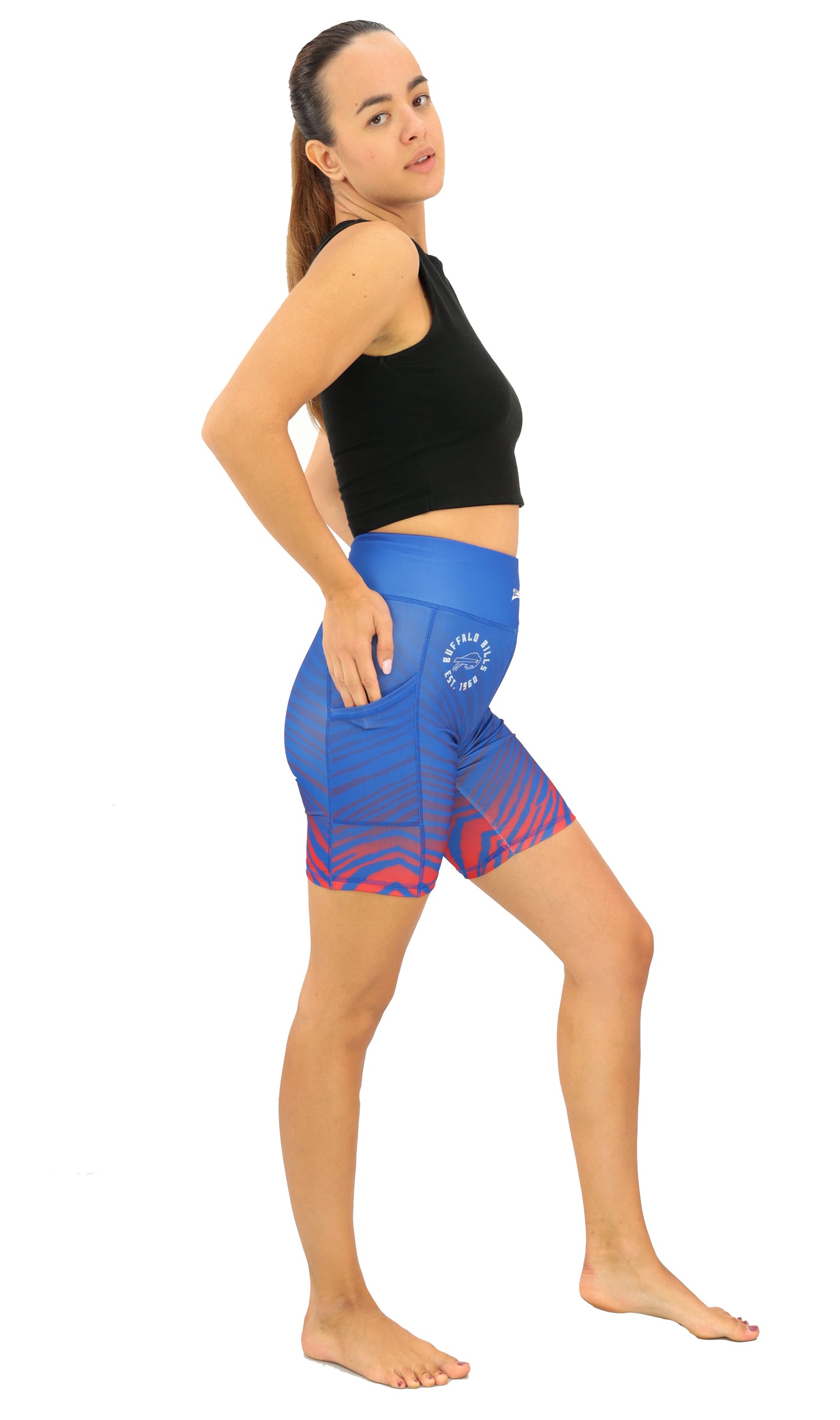 Zubaz NFL Women's Fade Biker Shorts, Buffalo Bills