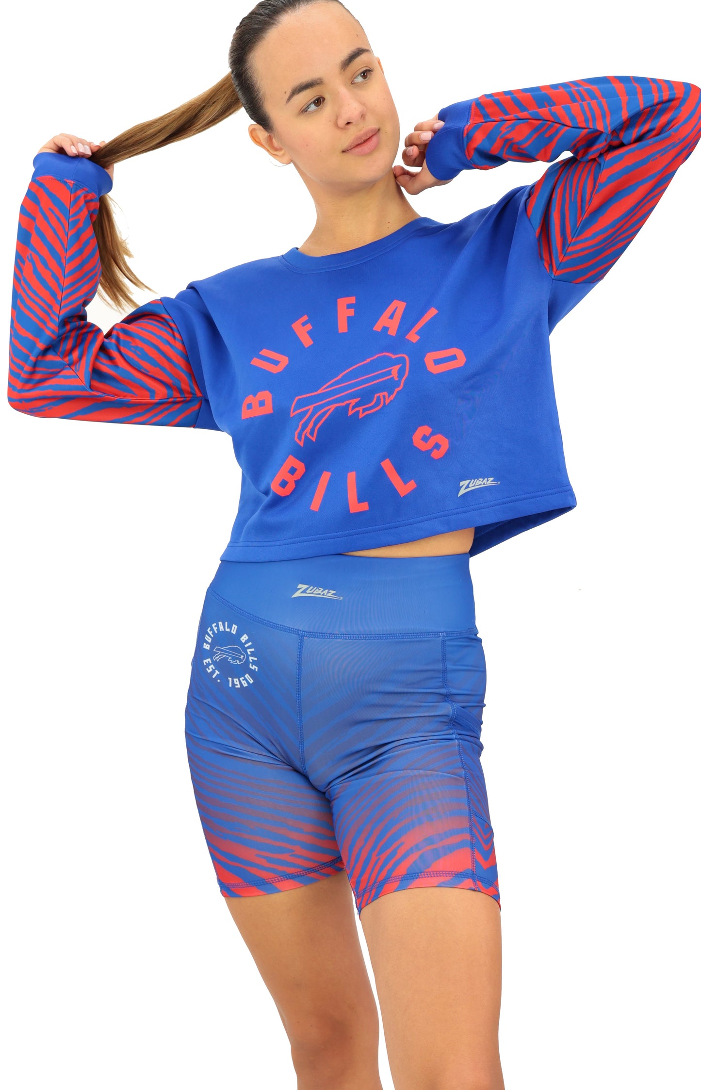 Zubaz NFL Women's Fade Biker Shorts, Buffalo Bills