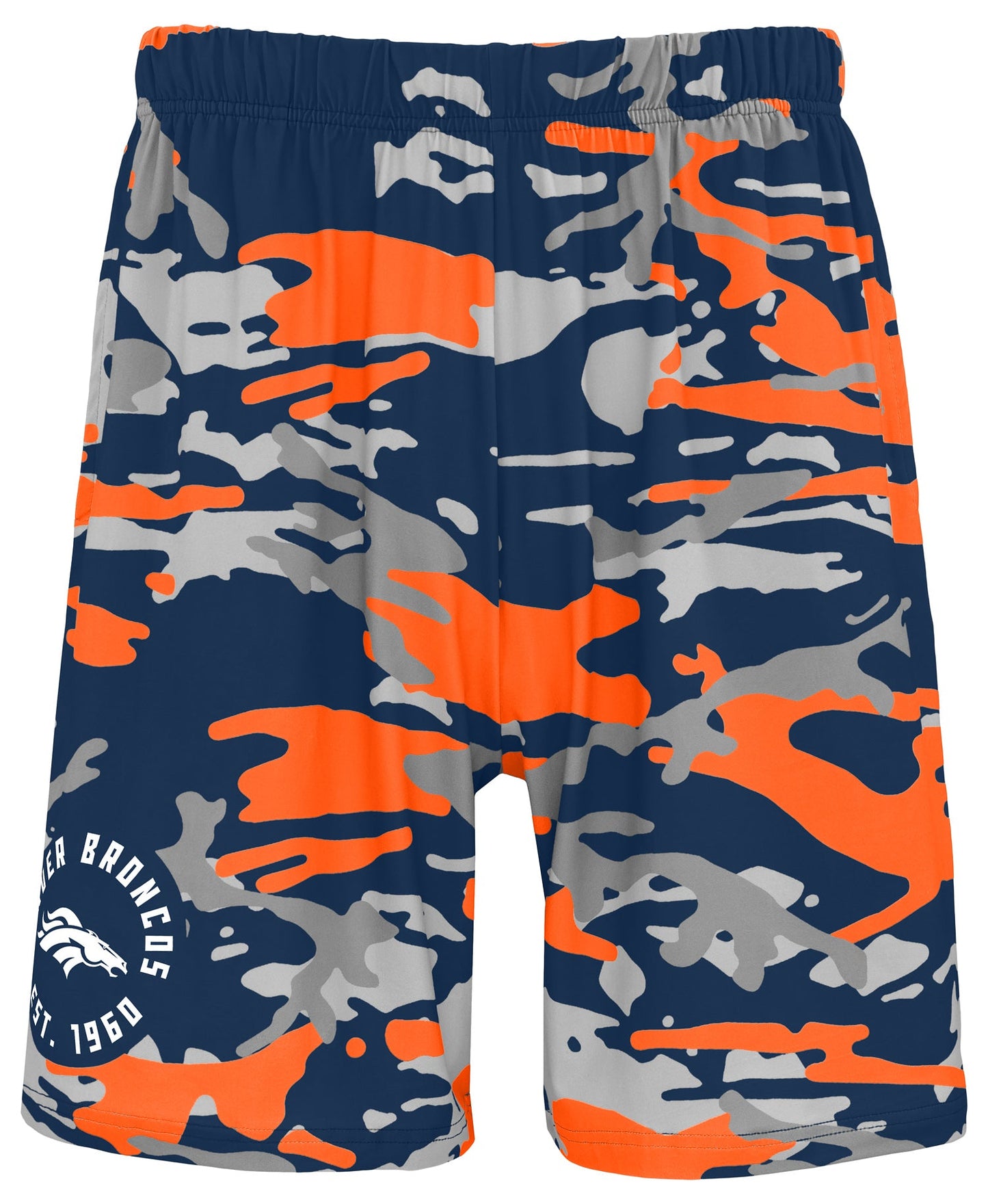 Zubaz NFL Men's 7in Alternate Camo Established Block Text Shorts, Denver Broncos