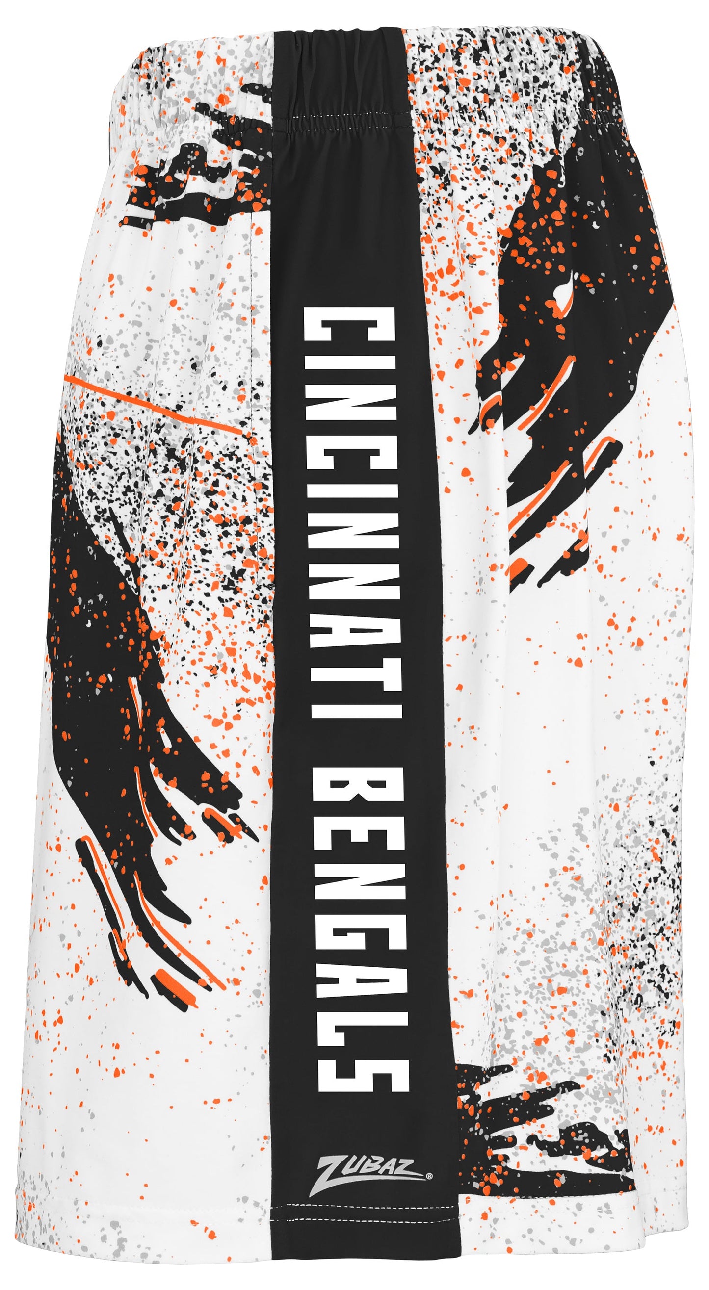 Zubaz NFL Men's 7in Confetti Overtime Block Text Shorts, Cincinnati Bengals