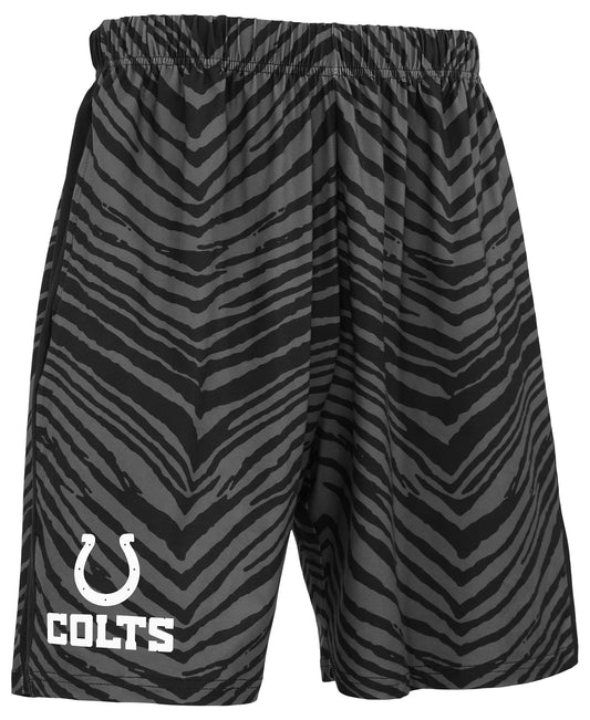 Zubaz NFL Men's 7in Zebra 2 Color Tonal Wordmark Stacked Shorts, Indianapolis Colts