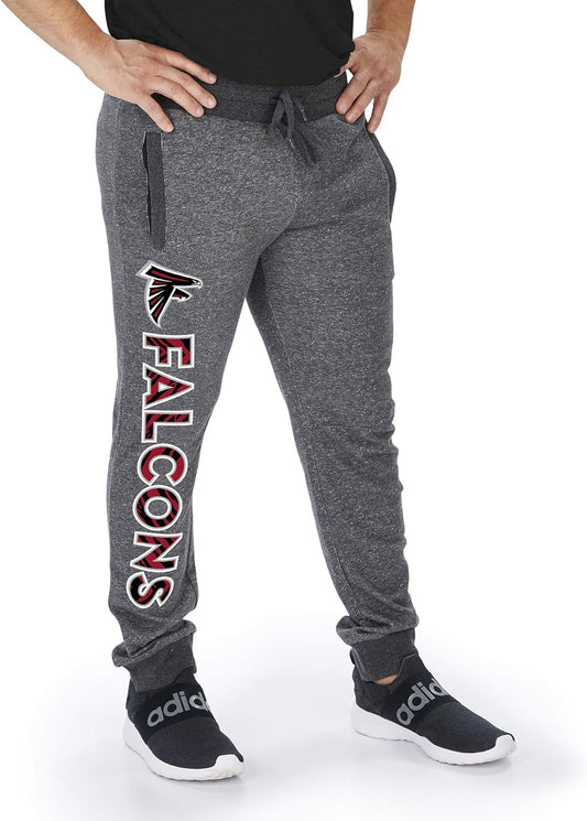 Zubaz NFL Mens Atlanta Falcons Dark Heather Gray Marled French Terry Jogger