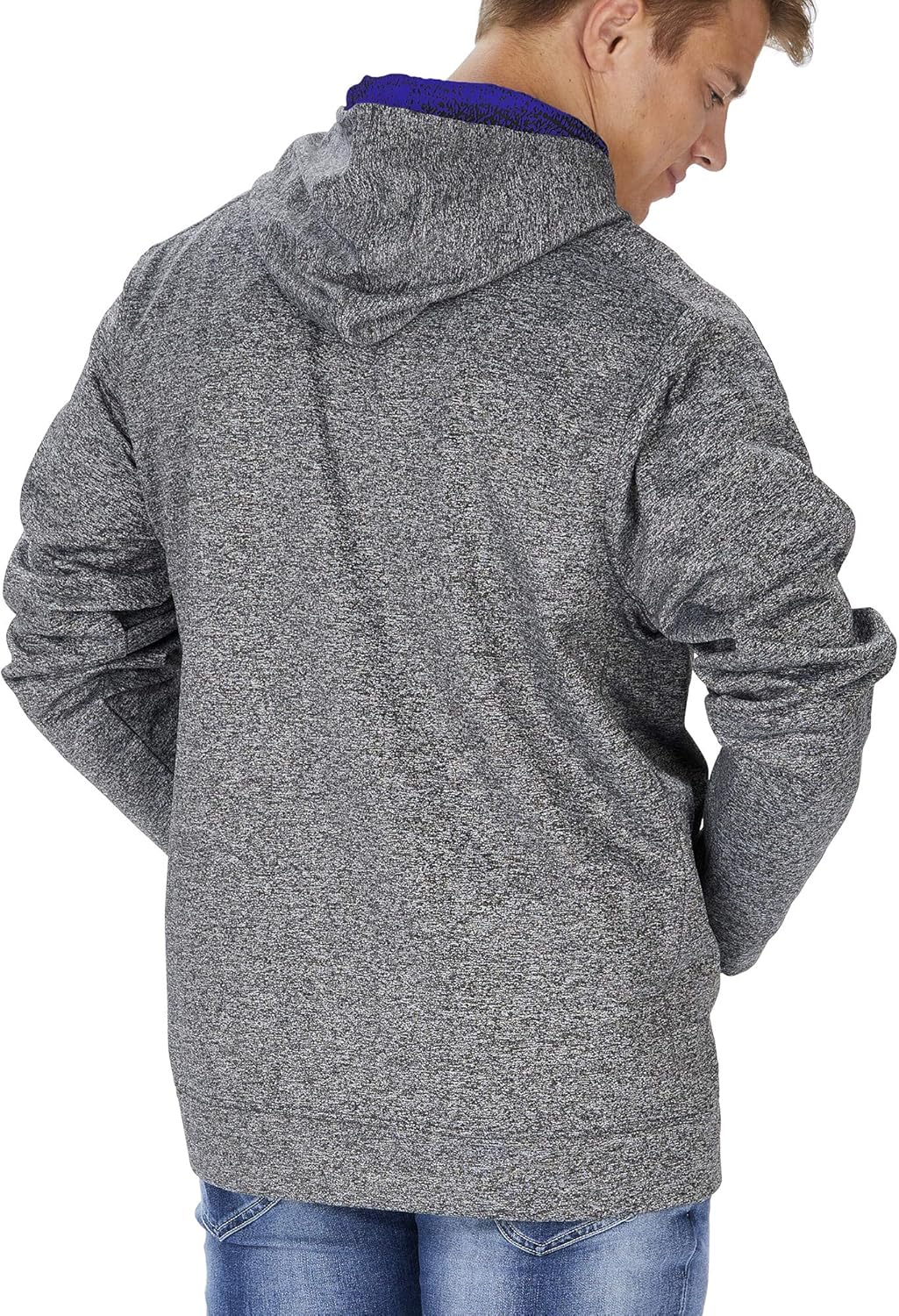 Zubaz NFL Mens Baltimore Ravens Heather Gray Hood w/ TC Static Hood Liner & Graphic