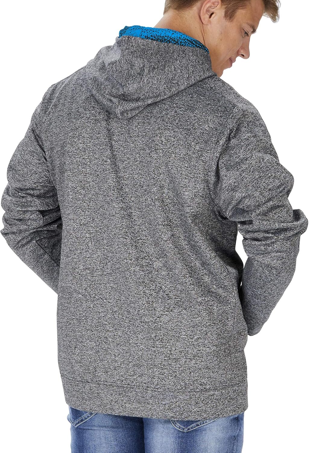 Zubaz NFL Mens Carolina Panthers Heather Gray Hood w/ TC Static Hood Liner & Graphic