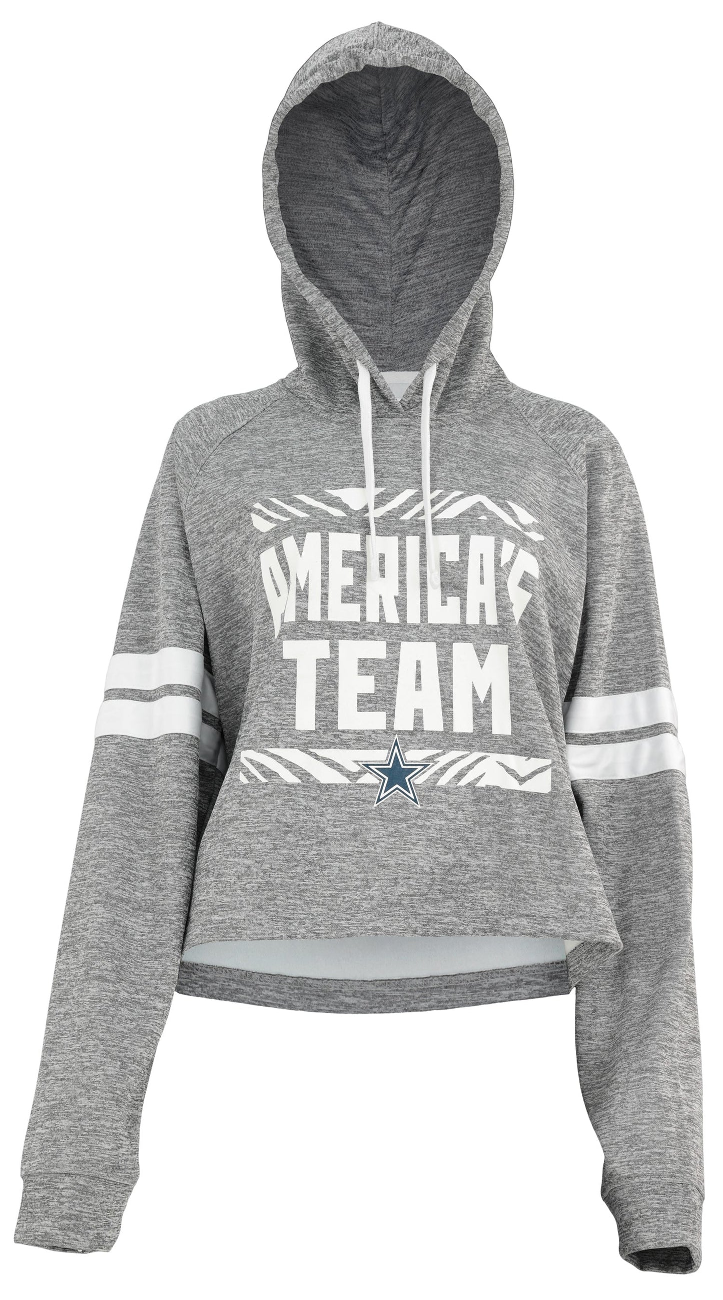Zubaz NFL Women's Dallas Cowboys Team Slogan Crop Top Hoodie