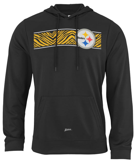 Zubaz NFL Mens Pittsburgh Steelers Zebra Logo Graphic Black Hoodie