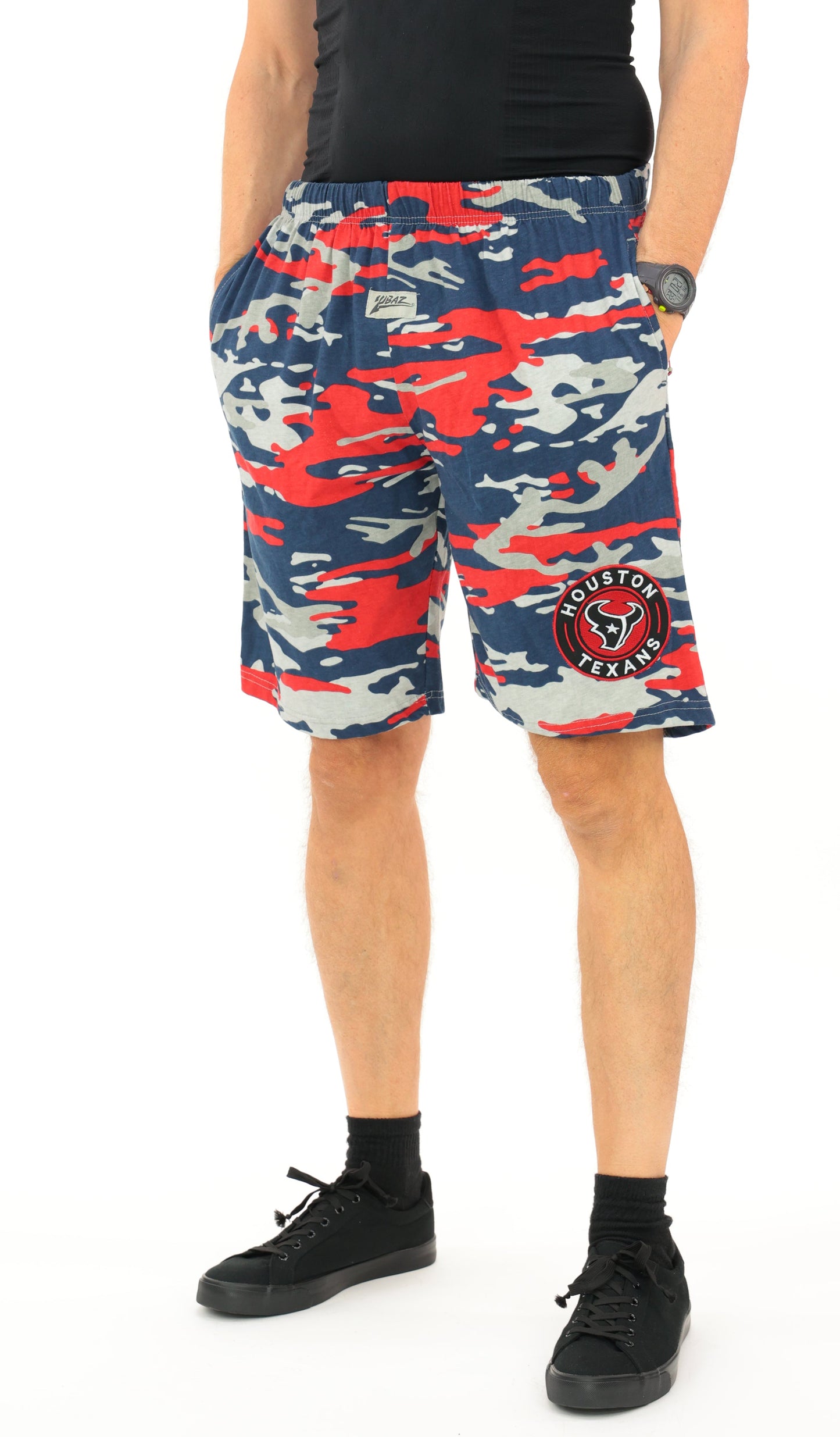 Zubaz NFL Adult Unisex Z88 Embroidered Alt Camo Shorts, Houston Texans