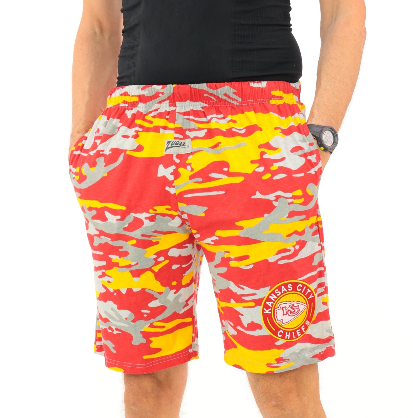 Zubaz NFL Adult Unisex Z88 Embroidered Alt Camo Shorts, Kansas City Chiefs