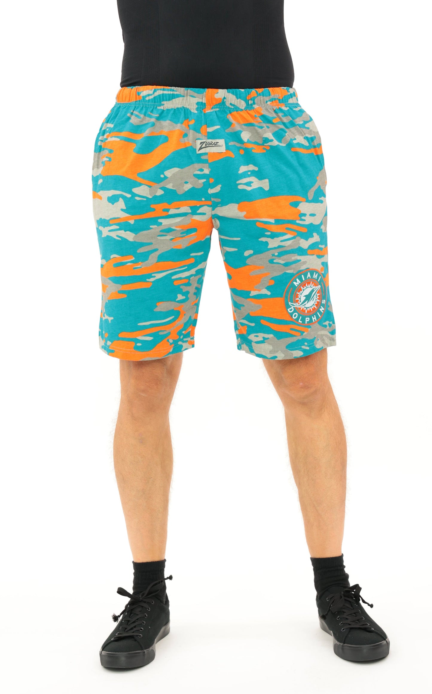 Zubaz NFL Adult Unisex Z88 Embroidered Alt Camo Shorts, Miami Dolphins