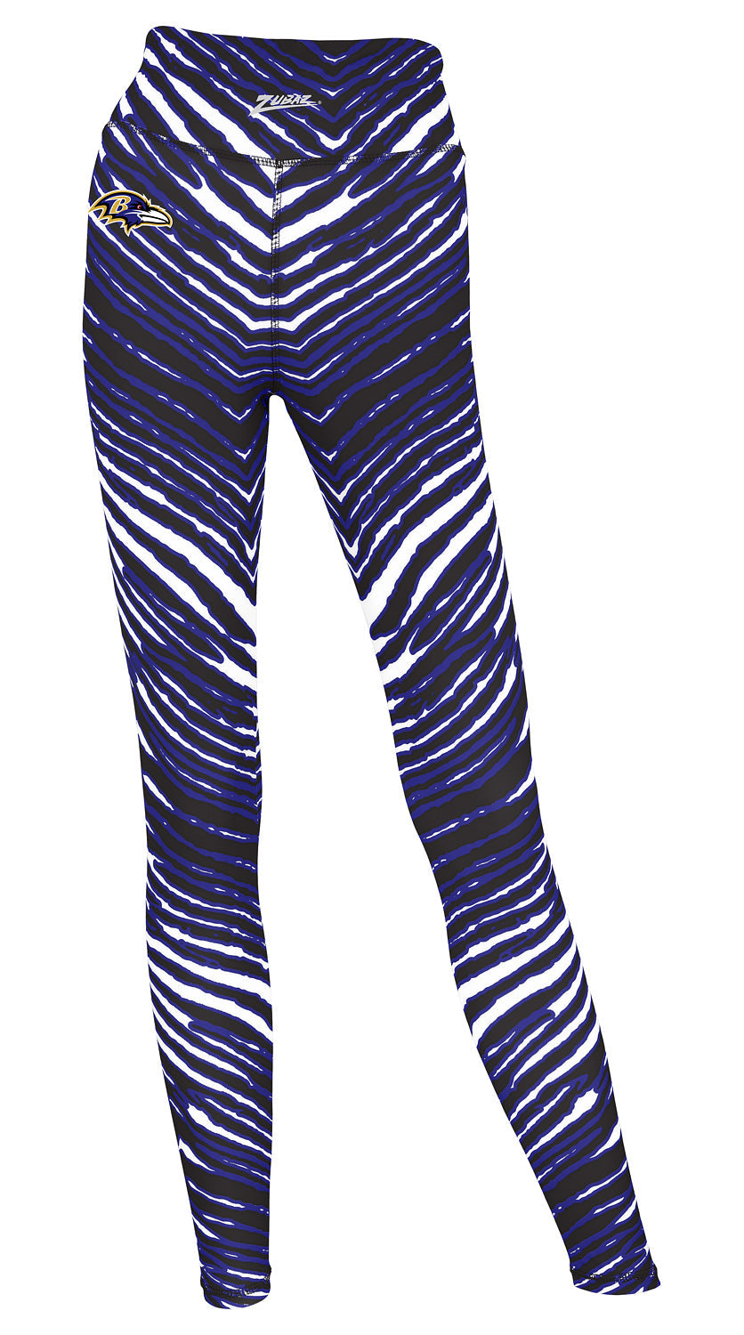 Zubaz NFL Women's 2 Pack Zebra 2 Color And Marble Leggings with Pimary Logo, Baltimore Ravens