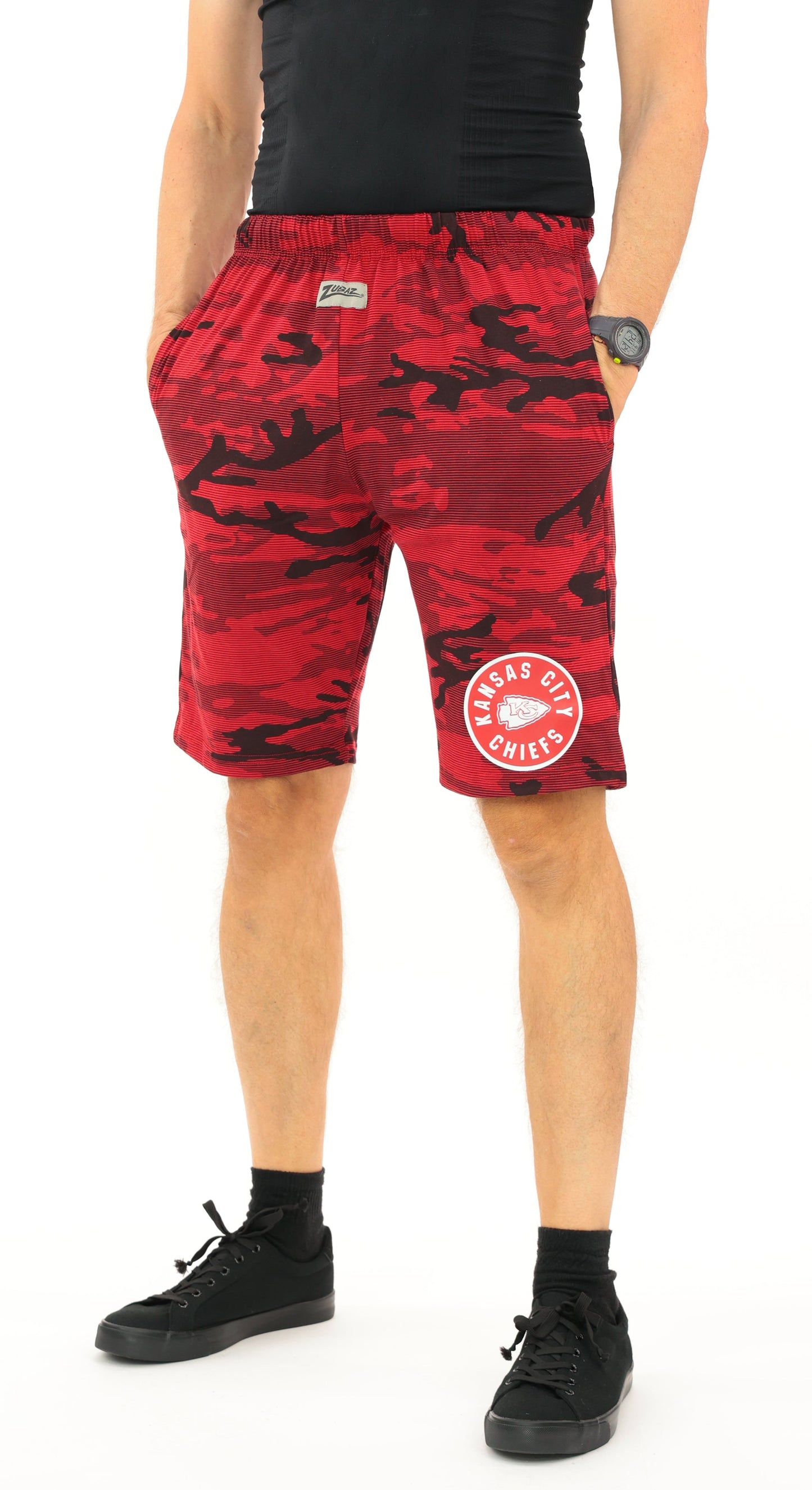 Zubaz NFL Adult Unisex Z88 Camo Lines Shorts, Kansas City Chiefs