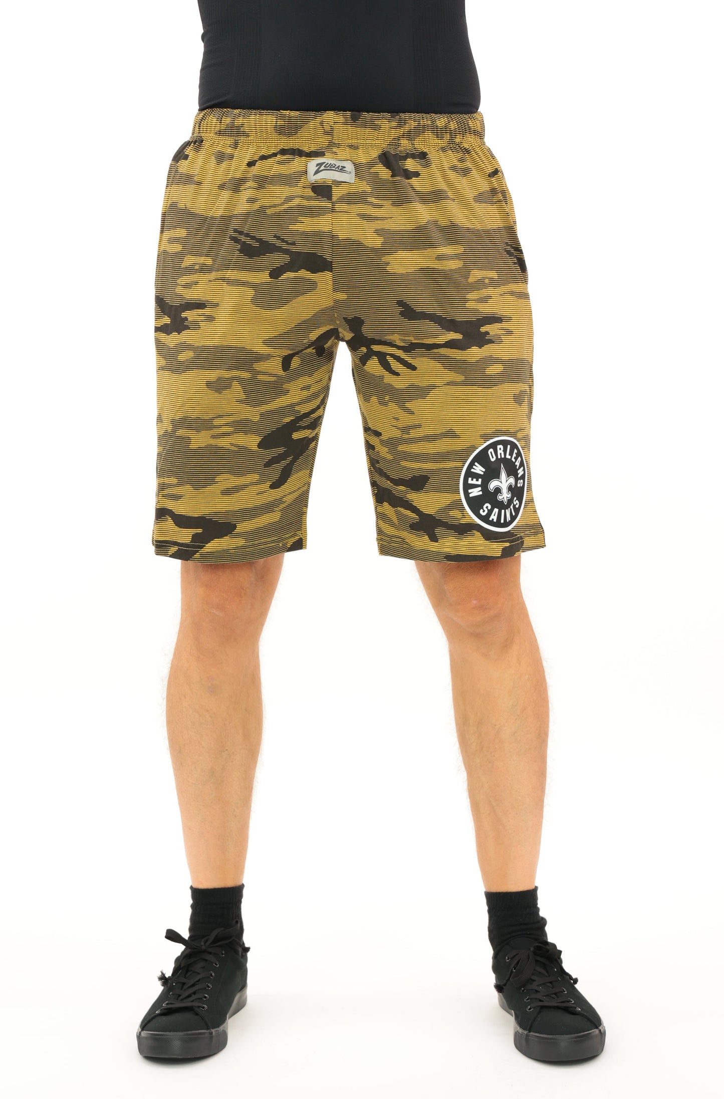 Zubaz NFL Adult Unisex Z88 Camo Lines Shorts, New Orleans Saints