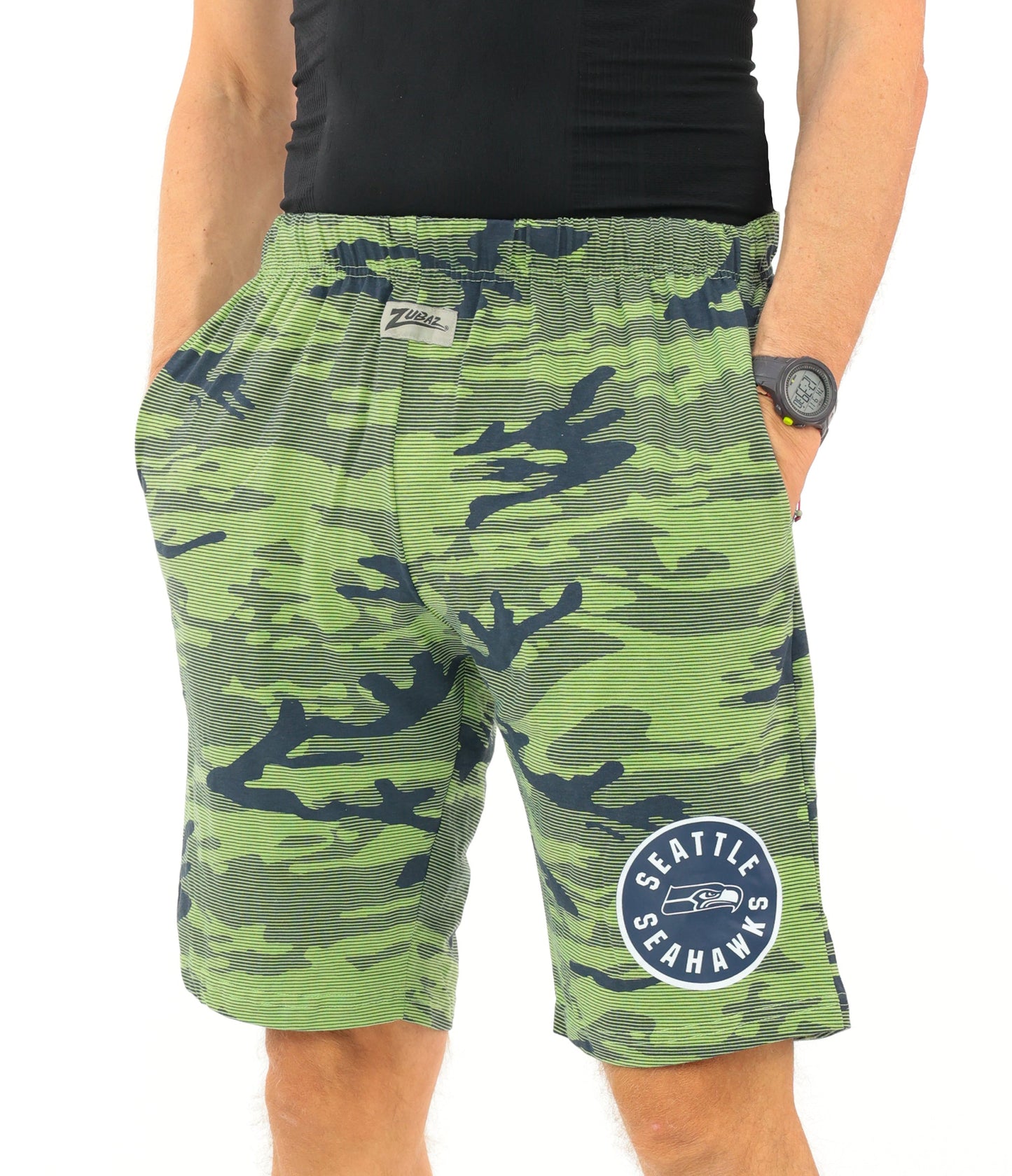 Zubaz NFL Adult Unisex Z88 Camo Lines Shorts, Seattle Seahawks