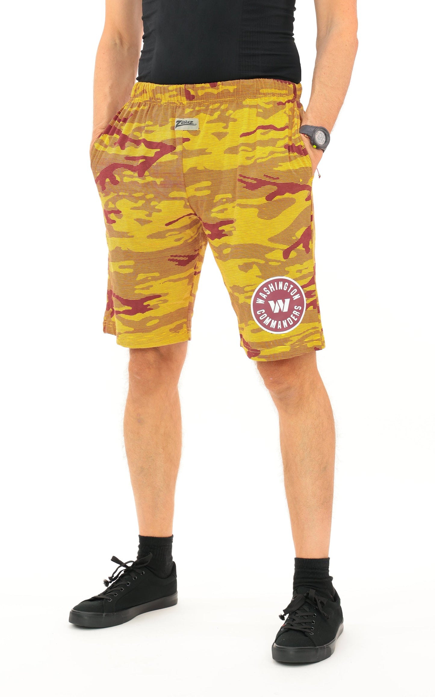 Zubaz NFL Adult Unisex Z88 Camo Lines Shorts, Washington Commanders
